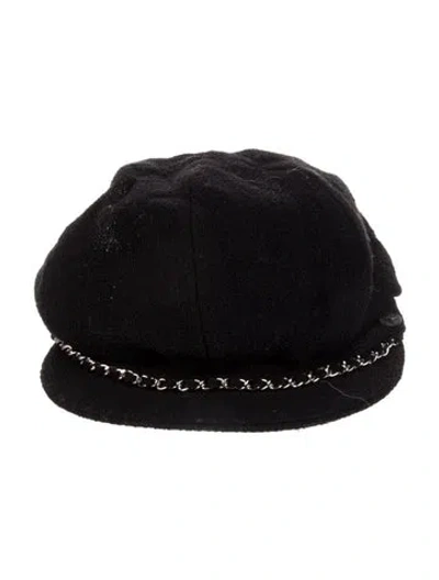 Pre-owned Chanel Wool Newsboy Cap In Black