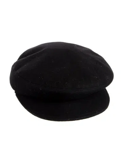 Pre-owned Chanel Wool Newsboy Cap In Black