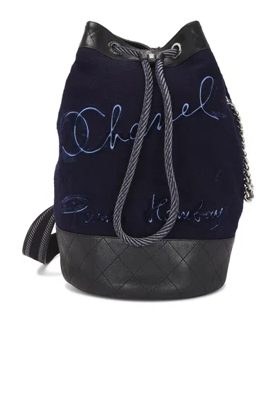 Pre-owned Chanel Wool Paris-hamburg Sling Backpack In Black