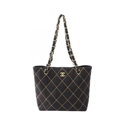 Pre-owned Chanel Wool Tote Bag () In Gray