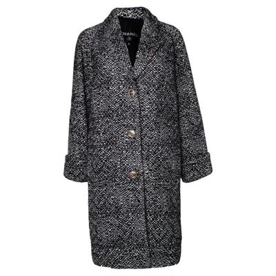 Pre-owned Chanel , Wool Tweed Sequinned Coat In Black