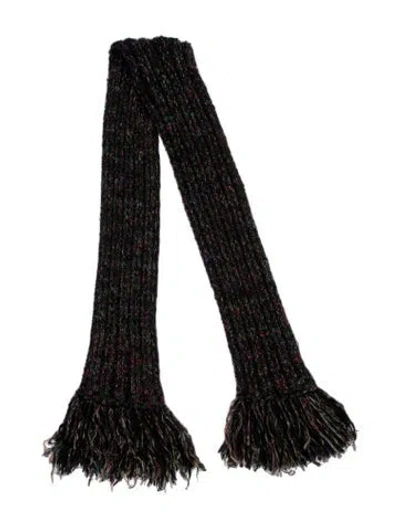 Pre-owned Chanel Wool Vintage Scarf W/ Tags In Black