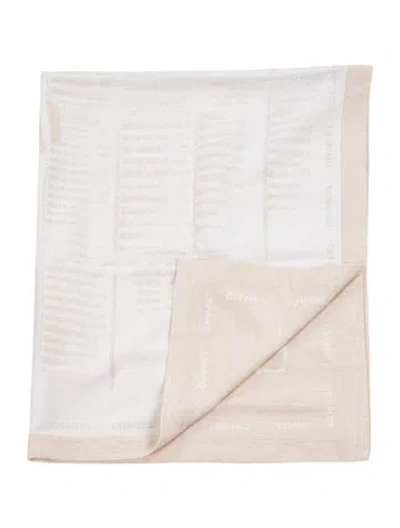 Pre-owned Chanel Wool-blend Throw Blanket In Neutral