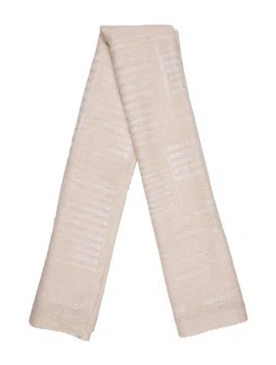 Pre-owned Chanel Wool-blend Throw Blanket In Neutrals