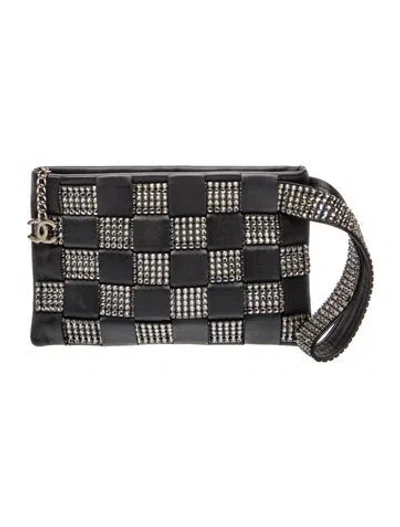 Pre-owned Chanel Woven Stass Clutch In Black