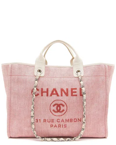 Pre-owned Chanel Woven Straw Deauville Medium Tote (authentic Pre-loved)