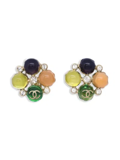 Pre-owned Chanel X Gripoix 2008 Rhombus Earrings In Gold