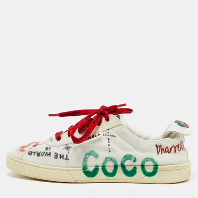 Pre-owned Chanel X Pharrell Multicolor Graffiti Canvas Low Top Trainers Size 38