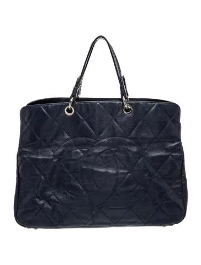 Pre-owned Chanel Xl Caviar Timeless Shopper Tote In Blue