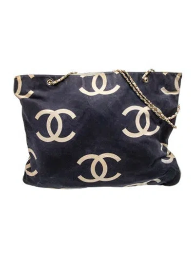 Pre-owned Chanel Xl Cc Chain Tote In Blue