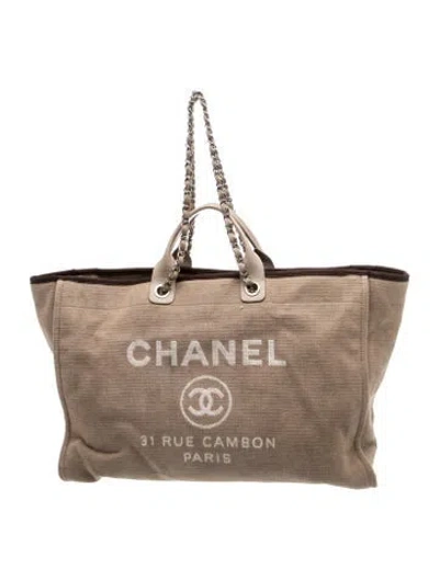 Pre-owned Chanel Xl Deauville Shopping Tote In Brown