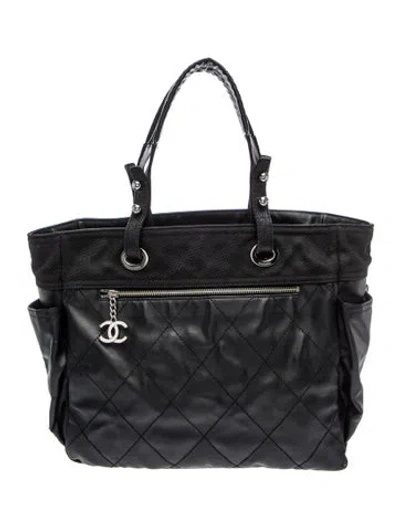 Pre-owned Chanel Xl Paris-biarritz Tote In Black