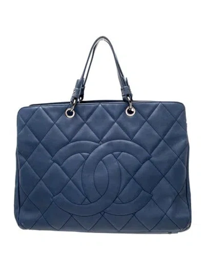 Pre-owned Chanel Xl Soft Timeless Cc Tote In Blue