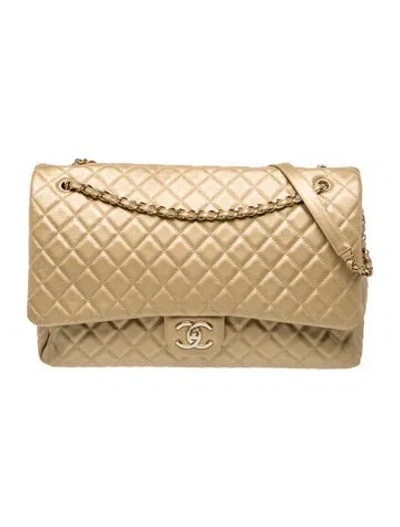 Pre-owned Chanel Xxl Airline Flap Bag In Gold/metallic