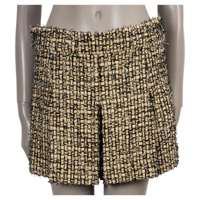 Pre-owned Chanel Yellow Balck Cotton 22p Ribbon Tweed Shorts Pants 36 Xs