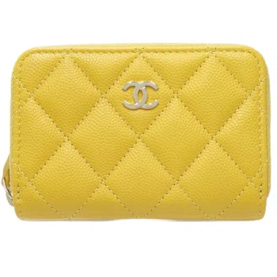 Pre-owned Chanel Yellow Caviar Leather Coin Purse/coin Case ()