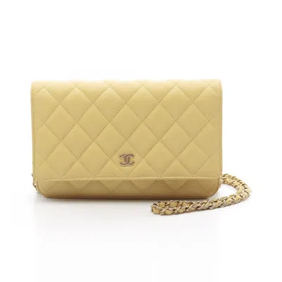Pre-owned Chanel Yellow Caviar Leather Shoulder Bag ()