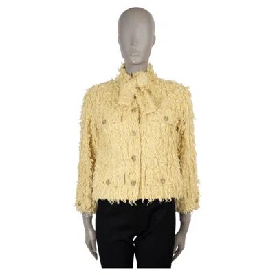 Pre-owned Chanel Yellow Cotton 21c Capri Fuzzy Tweed Jacket 36 Xs