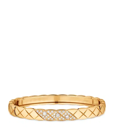 Pre-owned Chanel Yellow Gold And Diamond Coco Crush Bangle