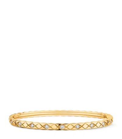 Pre-owned Chanel Yellow Gold And Diamond Coco Crush Bangle