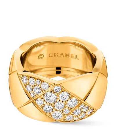 Pre-owned Chanel Yellow Gold And Diamond Coco Crush Ring