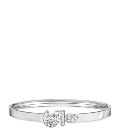 Pre-owned Chanel Yellow Gold And Diamond Eternal N°5 Bangle In White