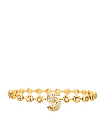 Pre-owned Chanel Yellow Gold And Diamond Eternal N°5 Diamond Line Bracelet