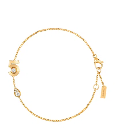 Pre-owned Chanel Yellow Gold And Diamond Extrait De N°5 Bracelet