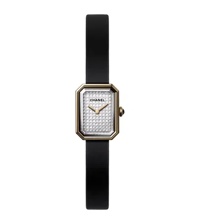 Pre-owned Chanel Yellow Gold And Diamond Première Ribbon Watch In Black