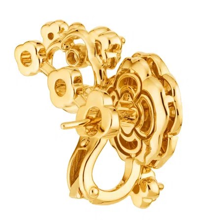 Chanel Yellow Gold And Diamonds Bouton De Camélia Crawling Earrings