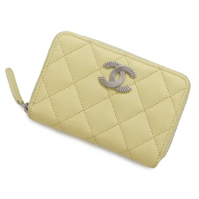 Pre-owned Chanel Yellow Grained Calfskin Coin Purse/coin Case ()