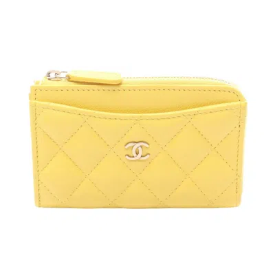 Pre-owned Chanel Yellow Grained Calfskin Coin Purse/coin Case ()