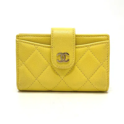 Pre-owned Chanel Yellow Leather Coin Purse/coin Case ()
