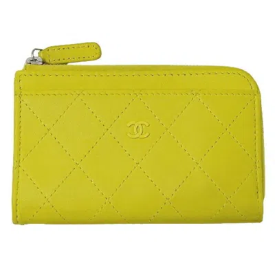 Pre-owned Chanel Yellow Leather Coin Purse/coin Case ()