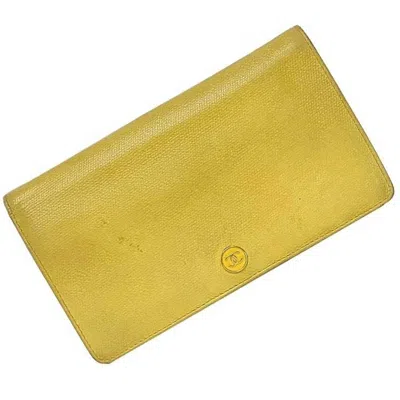Pre-owned Chanel Yellow Leather Long Wallet (bi-fold) ()