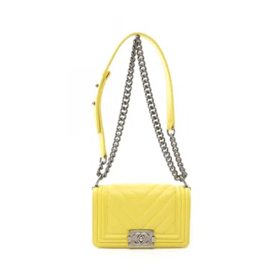 Pre-owned Chanel Yellow Leather Shoulder Bag ()