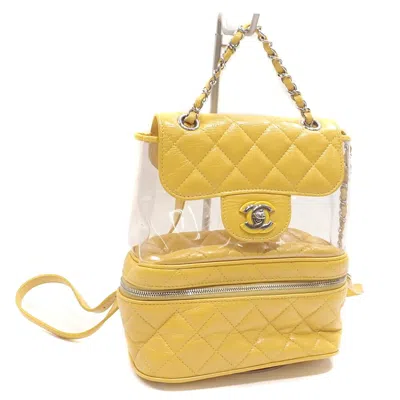 Pre-owned Chanel Yellow Leather Vinyl Backpack ()