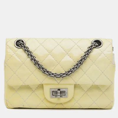 Pre-owned Chanel Yellow Mini Reissue 2.55 Patent Double Flap