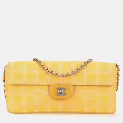 Pre-owned Chanel Yellow New Travel Line Nylon East West Flap
