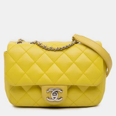 Pre-owned Chanel Yellow Paris Seoul Small Rubber Coco Rain Flap