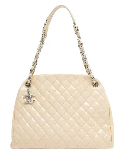 Pre-owned Chanel Yellow Quilted Patent Leather Just Mademoiselle Large Bowler Bag  (authentic Pre-loved)