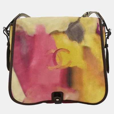 Pre-owned Chanel Yellow Suede Flap Shoulder Bag