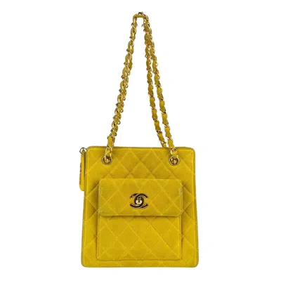 Pre-owned Chanel Yellow Suede Shoulder Bag ()