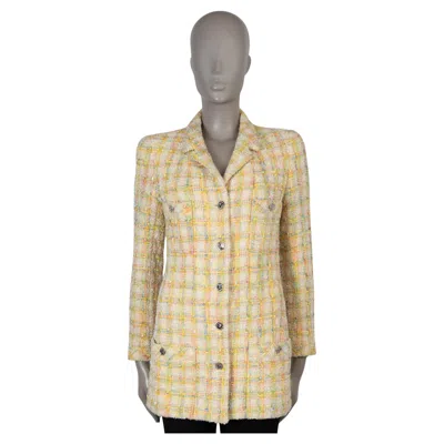 Pre-owned Chanel Yellow Wool 96p Fringe Tweed Jacket M