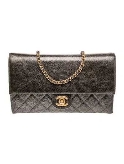 Pre-owned Chanel Zip Away Chain Clutch In Gray