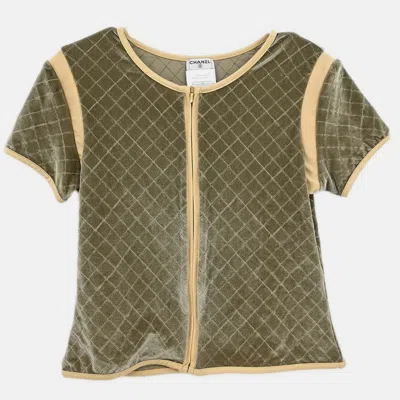 Pre-owned Chanel Zip Up Short Sleeve Jacket Gray 05c #42