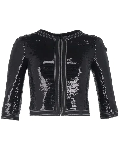 Pre-owned Chanel Zipped Sequined Cropped Blazer, Size Fr 38 (authentic Pre-loved)