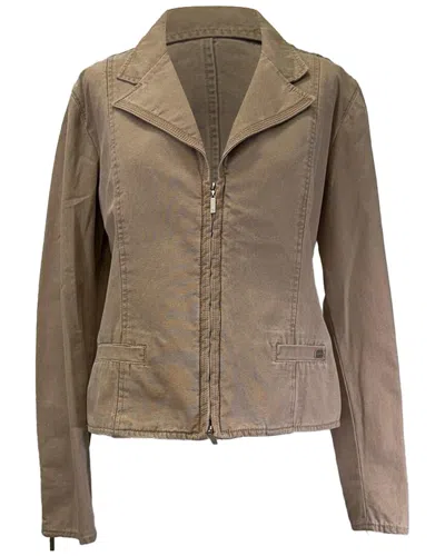 Pre-owned Chanel Zip-up Denim Jacket, Size Fr 46 (authentic Pre-loved)