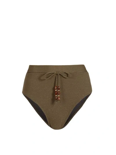 Change Of Scenery Belted Hi Waist Hi Leg Bikini Bottom In Brown