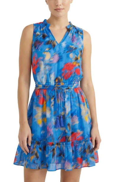 Change Of Scenery Beth Smock Waist Cotton Short Dress In Blue